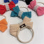 Autumn Winter Bow Wool Headband with Pearl Hair Tie for Women