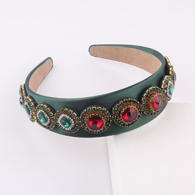 Baroque Rhinestone Wide Brim Headband for Women