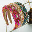 Baroque Floral Embroidered Glass Beaded Wide Hairband