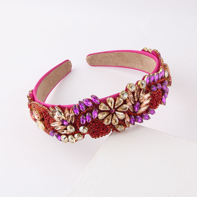 Baroque Flower Rhinestone Geometric Hairband for Women