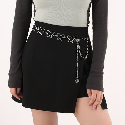 Butterfly Cutout Metal Chain Belt for Women Fashion Dress Accessory