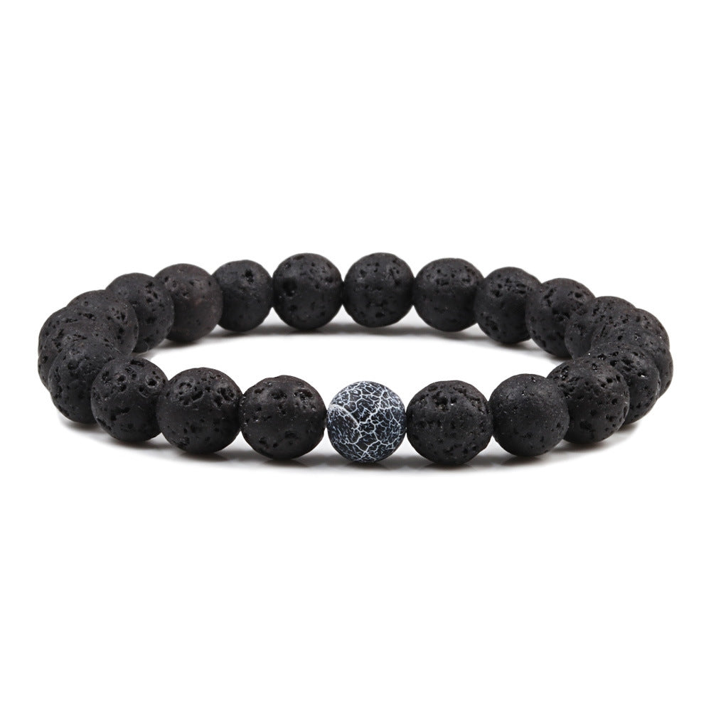 Classic Geometric Agate and Lava Stone Aromatherapy Bracelet