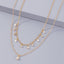 Classic Geometric Rhinestone Double Layer Pendant Necklace