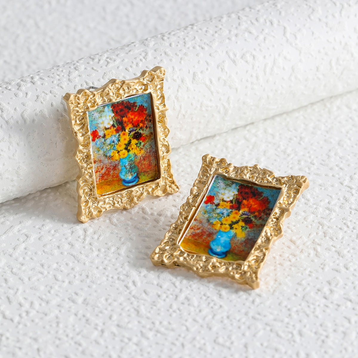 Mona Lisa Portrait Alloy Plated Women's Earrings