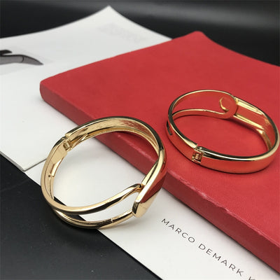 Classic Solid Color Alloy Bangle & Water Drop Bracelet Set