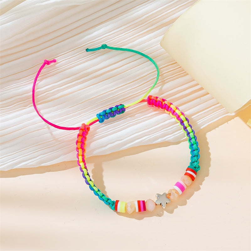 Colorful Crystal Beaded Braided Women's Adjustable Bracelet