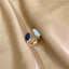 Elegant Blue Enamel Geometric Adjustable Women's Ring