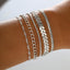 Geometric Alloy Bracelet & Rhinestone Pearl Anklet Set - 6 Pieces