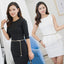 Basic Geometric Metal Chain Belt with Pearl Accent for Women