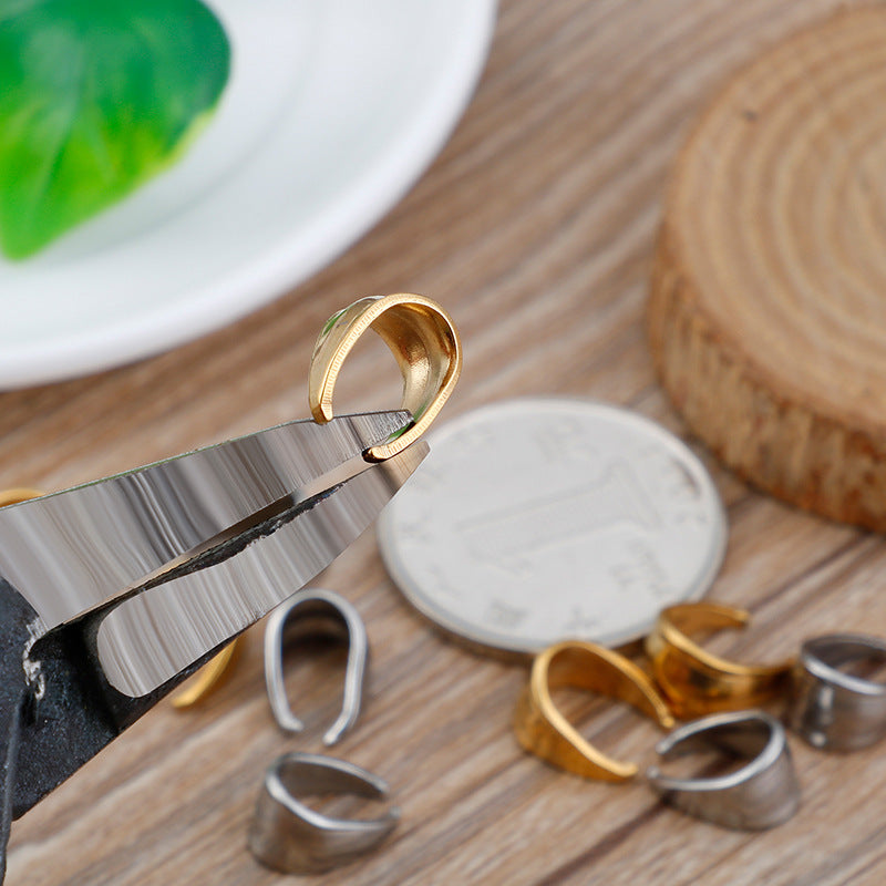 "Geometric Stainless Steel Jewelry Accessories - Melon Seed Striped Buckle Pendant & DIY Bracelet Components"