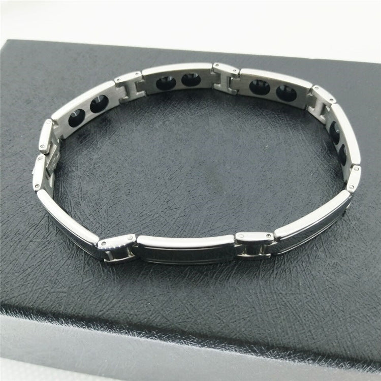 Geometric Titanium Steel Rhinestone Couples Energy Bracelets