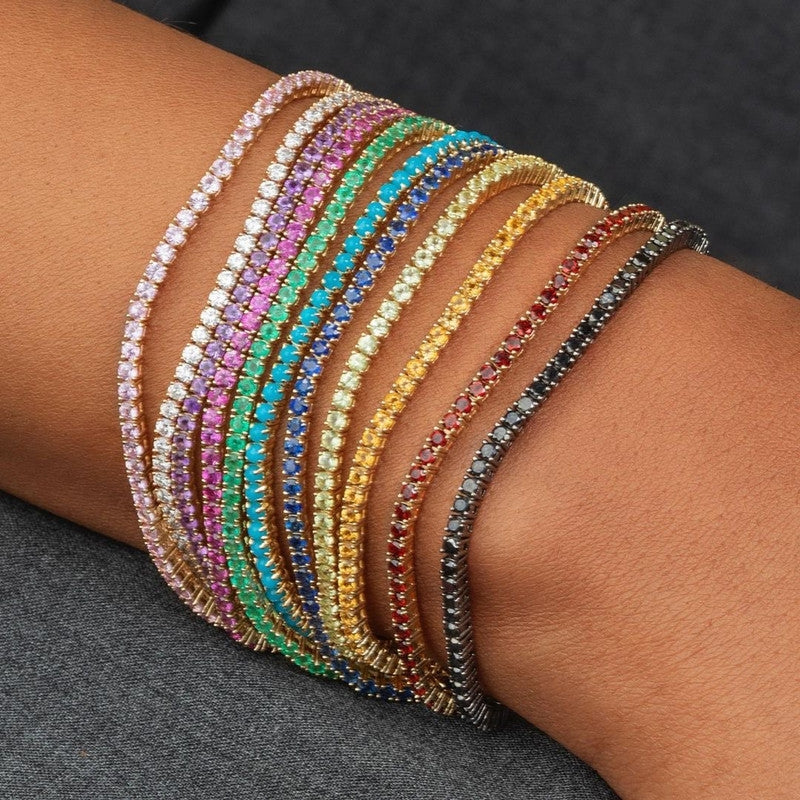 Geometric Zircon Rhinestone Stretch Bracelet Set for Women
