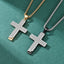 Basic Modern Honeycomb Cross Stainless Steel Men's Pendant Necklace