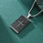 Basic Modern Cross Square Titanium Steel Zircon Men's Pendant Necklace with Vintage Chain Design