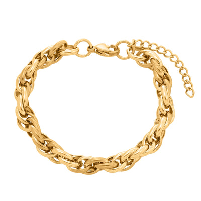 18K Gold Plated Geometric Stainless Steel Women's Bracelet - Modern & Trendy Design