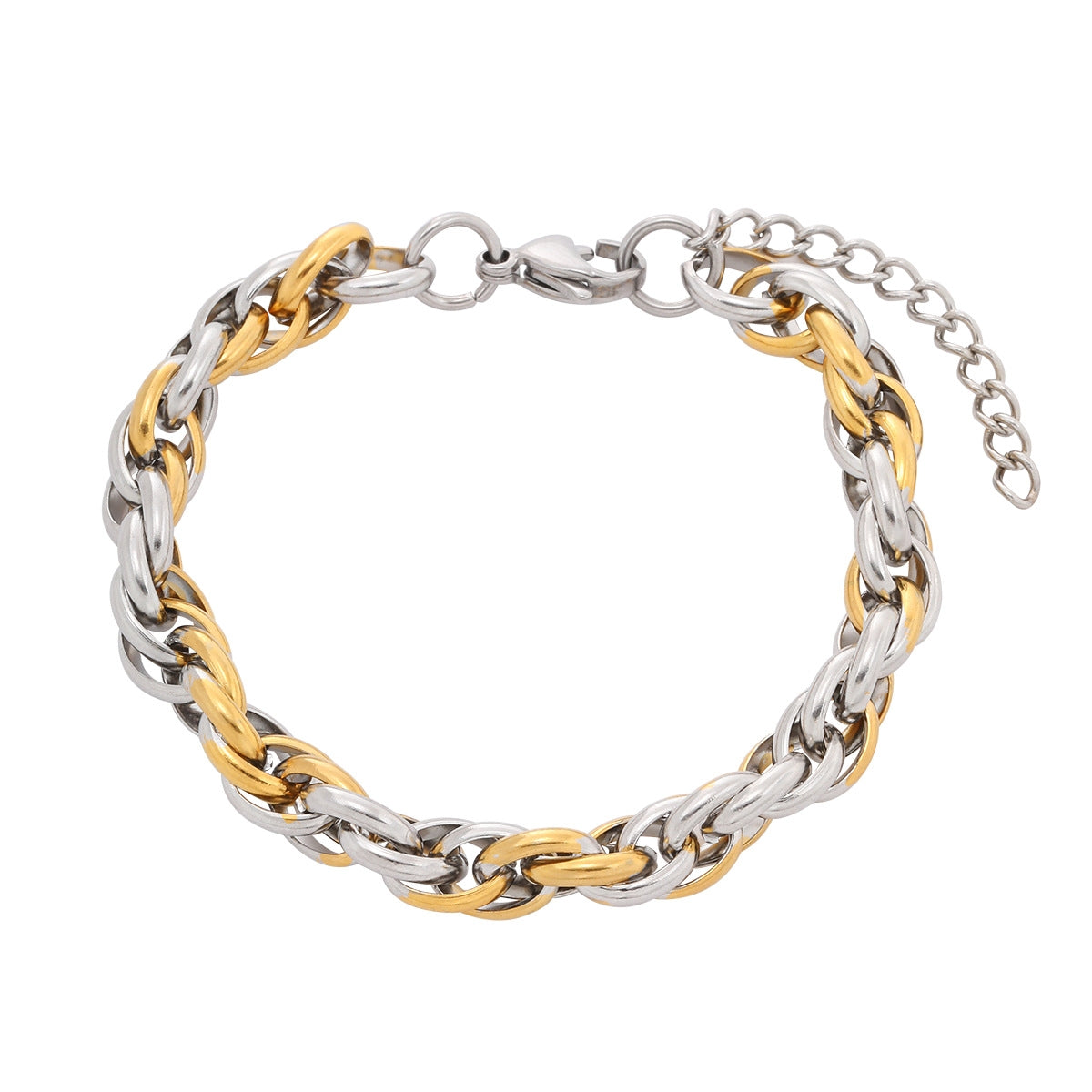 18K Gold Plated Geometric Stainless Steel Women's Bracelet - Modern & Trendy Design