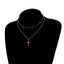 Basic Modern Geometric Cross Double Layer Pendant Necklace