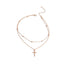 Basic Modern Geometric Cross Double Layer Pendant Necklace