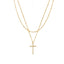 Modern Geometric Cross Double Layer Necklace