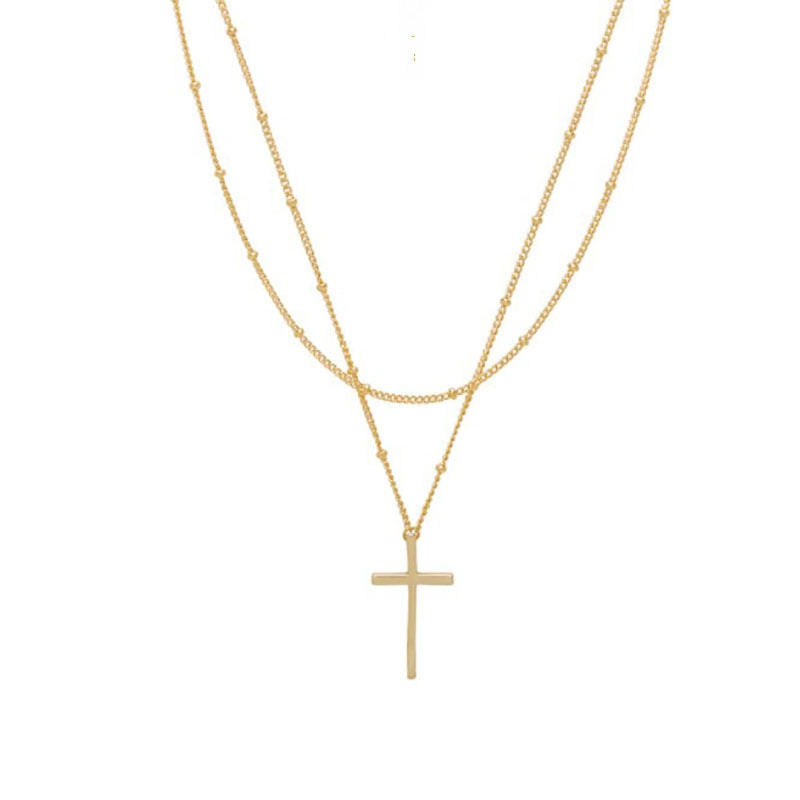 Basic Modern Style Classic Style Geometric Cross Alloy Wholesale Double Layer Necklaces