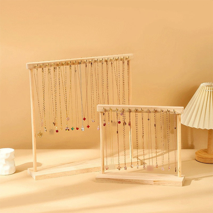 Solid Wood Geometric Jewelry Display Rack