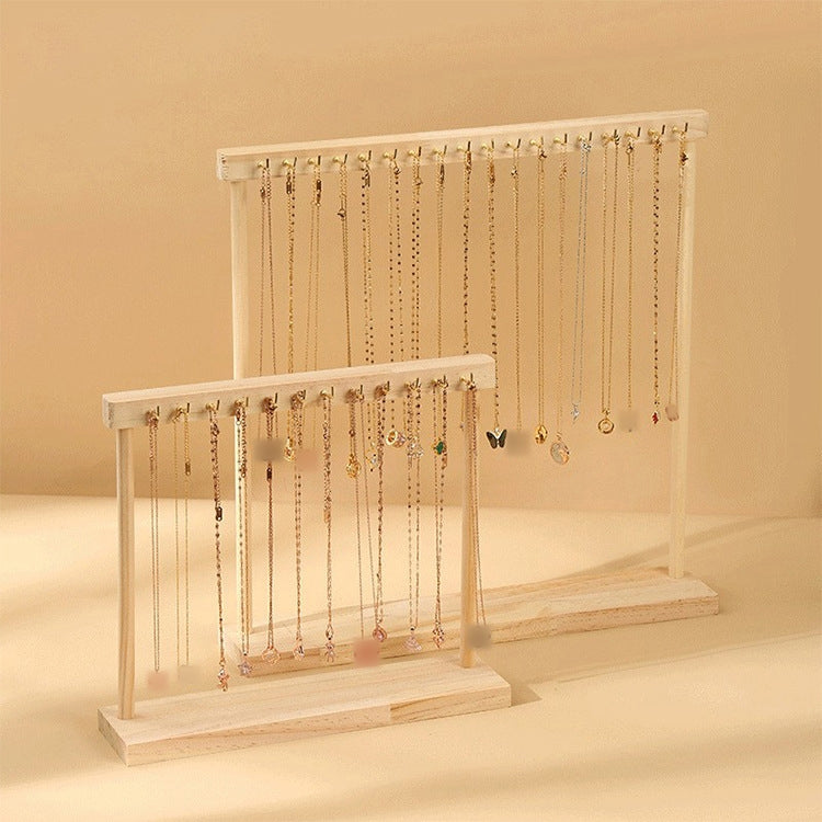 Solid Wood Geometric Jewelry Display Rack