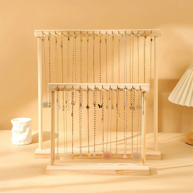 Solid Wood Geometric Jewelry Display Rack