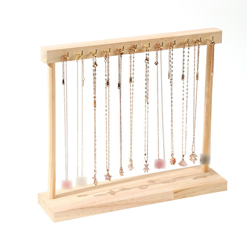 Solid Wood Geometric Jewelry Display Rack