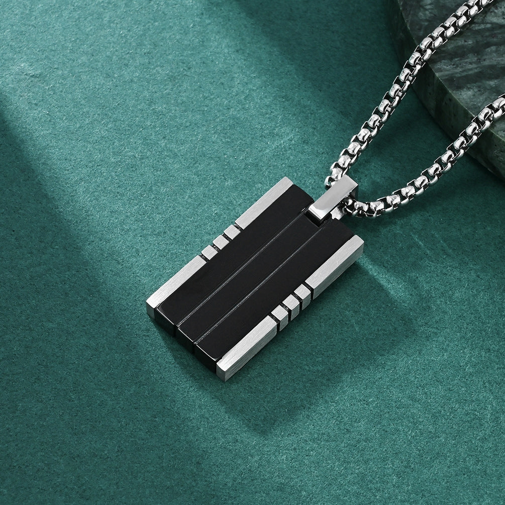 Geometric Titanium Steel Double-Sided Men's Pendant Necklace