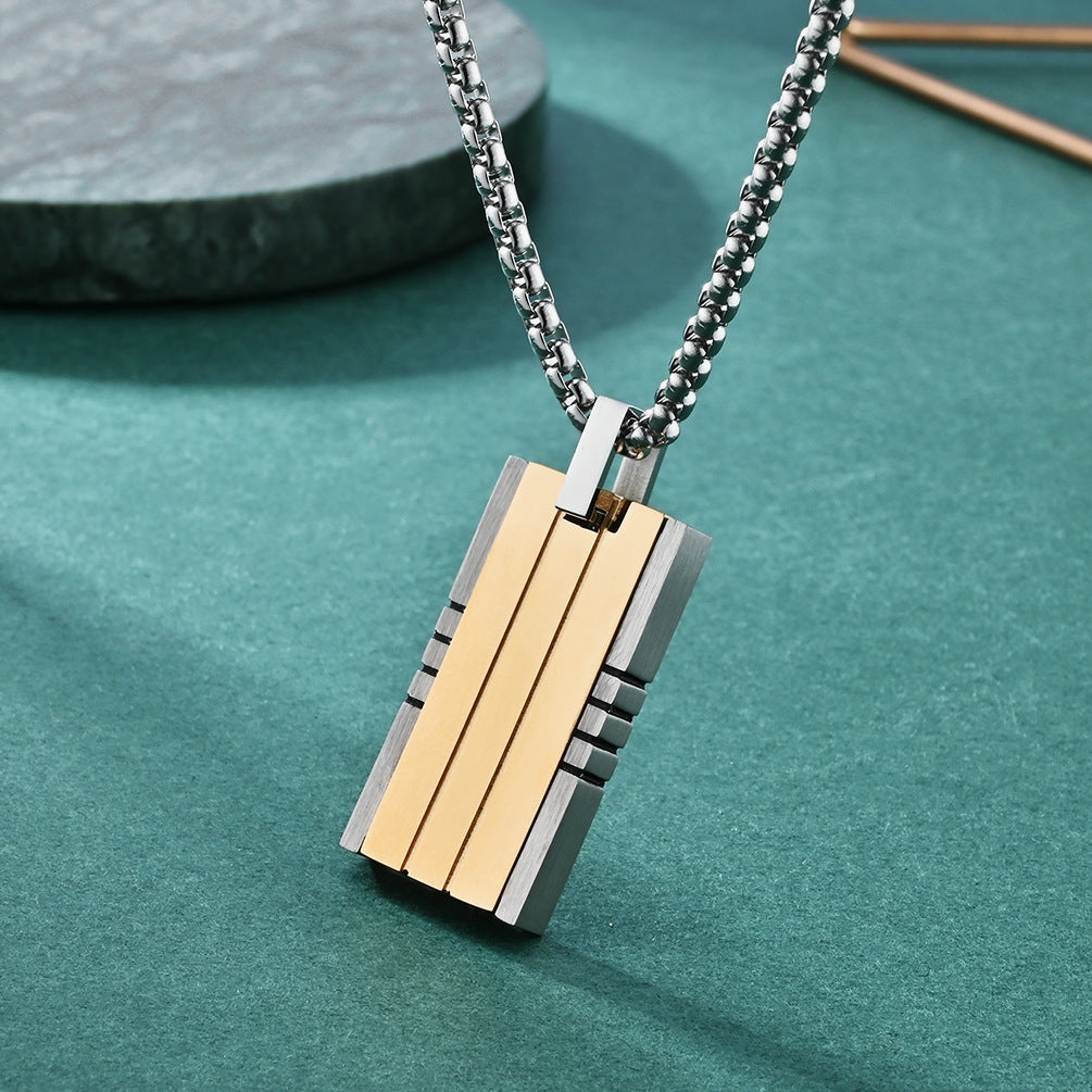 Geometric Titanium Steel Double-Sided Men's Pendant Necklace