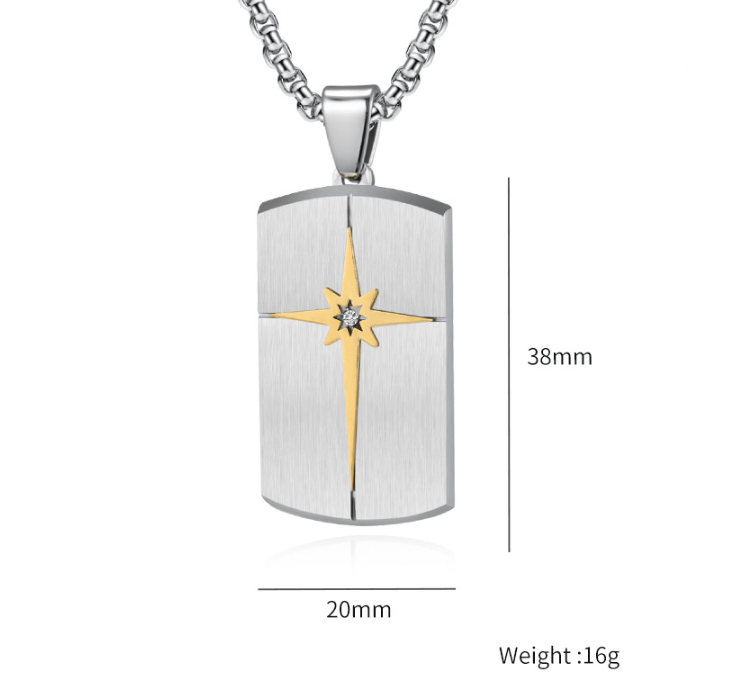 Hexagram Titanium Steel Men's Pendant Necklace with Hip Hop Style