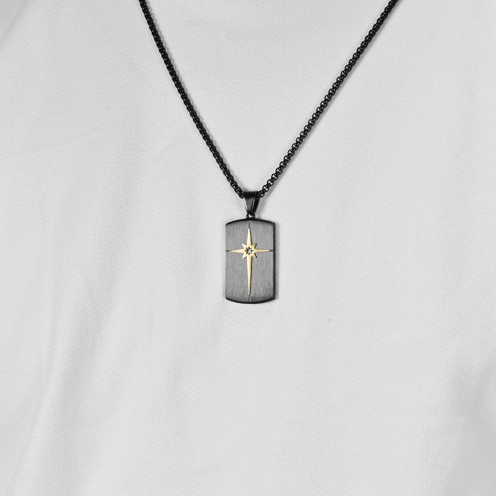 Hexagram Titanium Steel Men's Pendant Necklace with Hip Hop Style