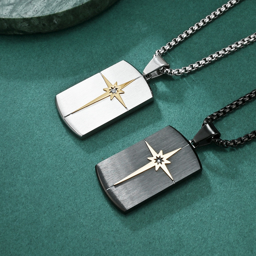 Hexagram Titanium Steel Men's Pendant Necklace with Hip Hop Style