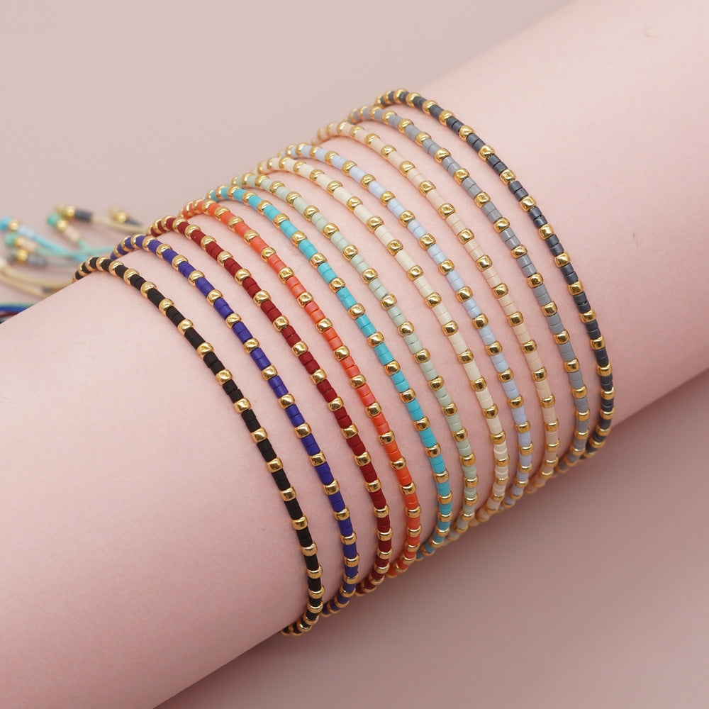 Geometric Glass Rope Bracelet with Colorful Beaded Design for Women