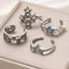 Pentagram Alloy Plated Women's Open Ring Set with Rhinestones