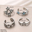 Pentagram Alloy Plated Women's Open Ring Set with Rhinestones