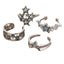 Pentagram Alloy Plated Women's Open Ring Set with Rhinestones