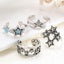 Pentagram Alloy Plated Women's Open Ring Set with Rhinestones