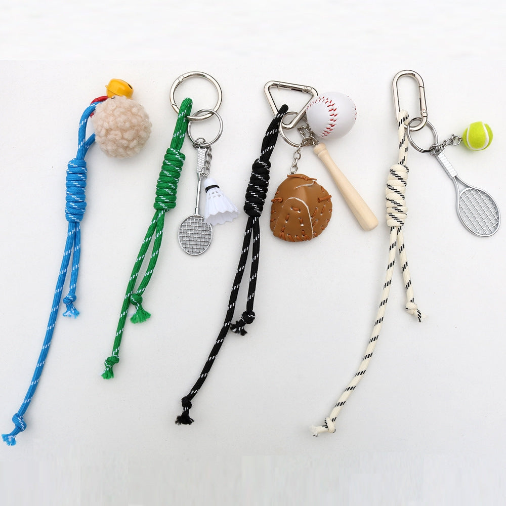 Geometric Nylon Bag Pendant Keychain with Adjustable Colorful Strap