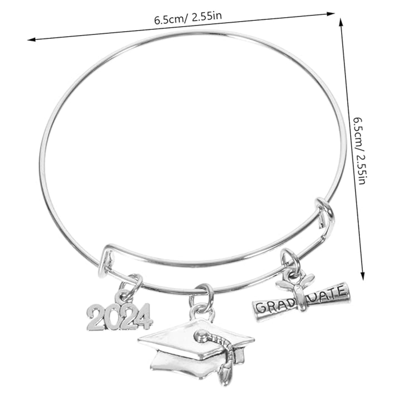 Graduation Cap & Scroll Adjustable Men's Alloy Bangle