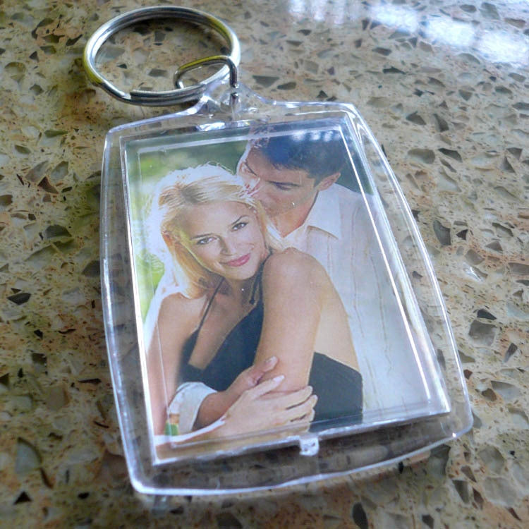 Acrylic Rectangle Metal Unisex Photo Frame Keychain Pendant