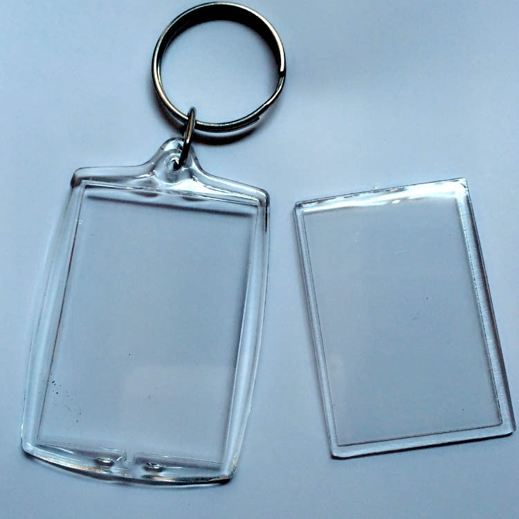 Acrylic Rectangle Metal Unisex Photo Frame Keychain Pendant