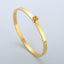"Stainless Steel Gold Plated Adjustable Bangle and Ring Set for Women"