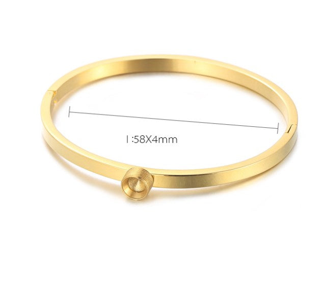 "Stainless Steel Gold Plated Adjustable Bangle and Ring Set for Women"