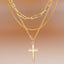 Classic Cross Layered Chain Necklace with Box Chain Pendant