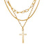 Classic Cross Layered Chain Necklace with Box Chain Pendant