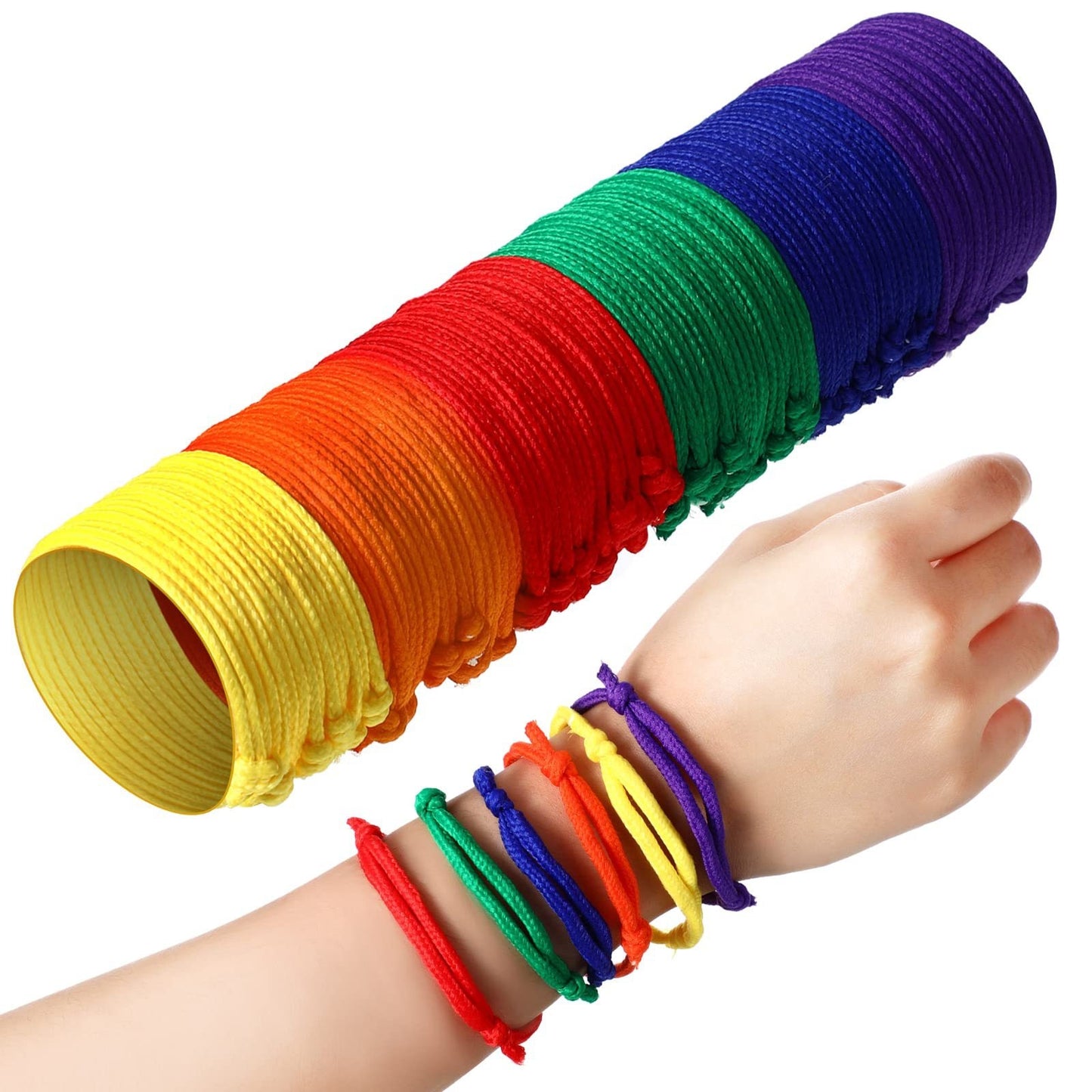 Neon Nylon Adjustable Friendship Bracelet Set - Solid Color Party Accessories