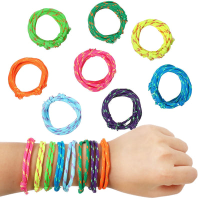 Neon Nylon Adjustable Friendship Bracelet Set - Solid Color Party Accessories