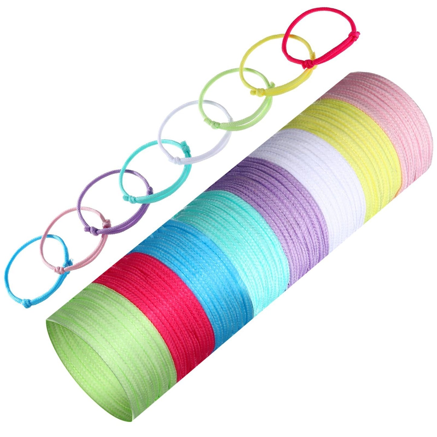 Neon Nylon Adjustable Friendship Bracelet Set - Solid Color Party Accessories