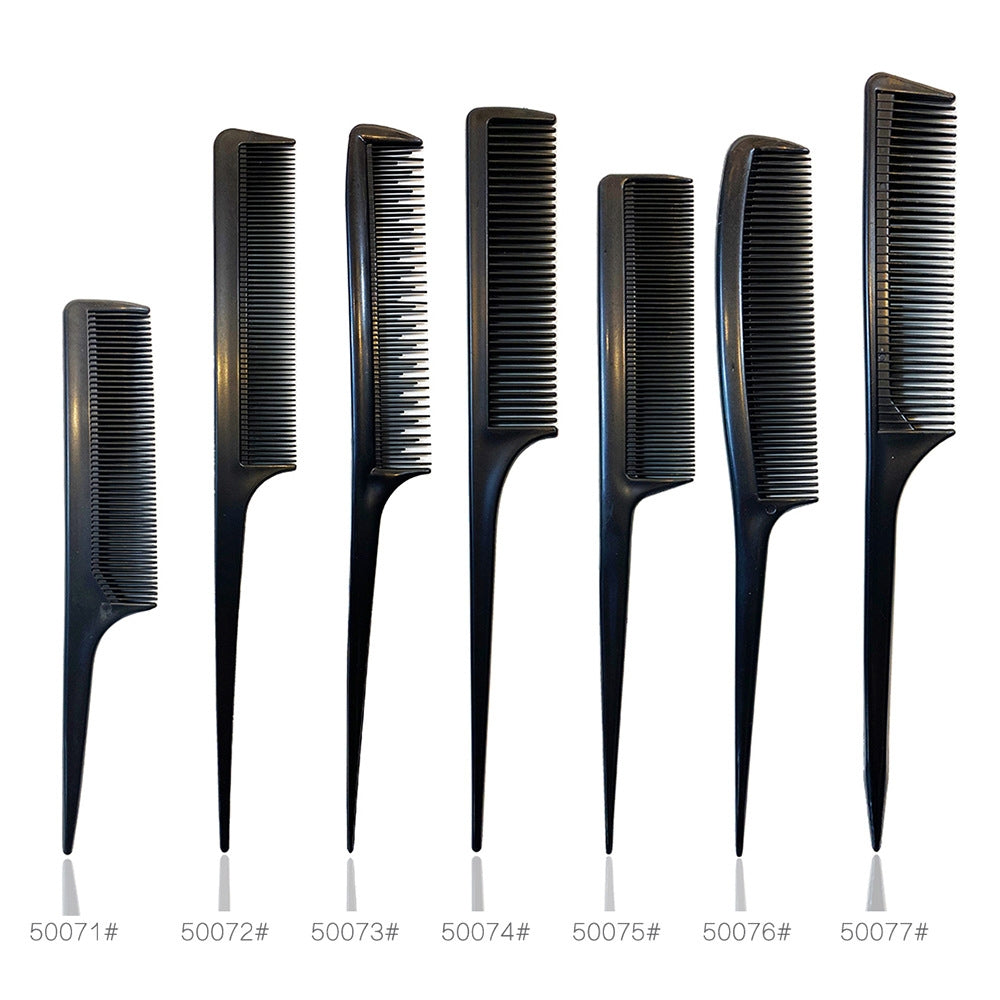 Basic Solid Color Black Plastic Hair Comb with Pointed Tail